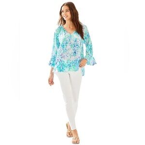 Lilly Pulitzer EUC Willa Flounce Top in Amethyst Tint Craysea Size Small